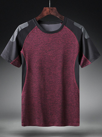 BurgunderrotSchnelltrocknende Kurzarm-T-Shirts für Herren