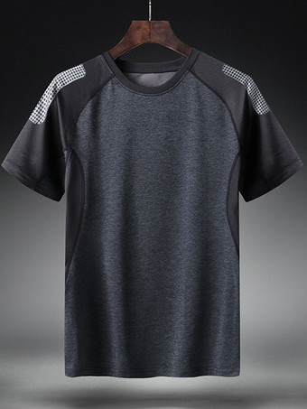 Dunkelgrau Schnelltrocknende Kurzarm-T-Shirts für Herren