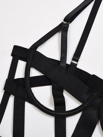 女性のためのテディランジェリーブラックパイピング不規則なポリエステルセクシーなテディ