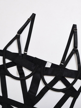 女性のためのテディランジェリーブラックパイピング不規則なポリエステルセクシーなテディ