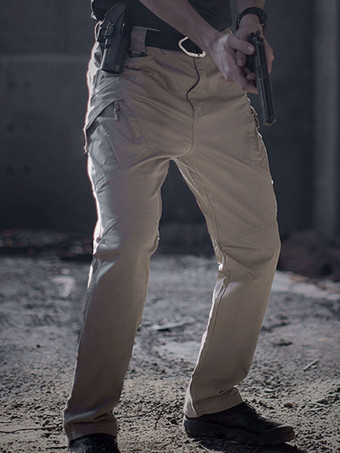 Pantalones de hombre Casual Irregular cintura natural Pantalones largos caqui rectos