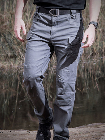 gris claro Pantalones de hombre Casual Irregular cintura natural Pantalones largos caqui rectos