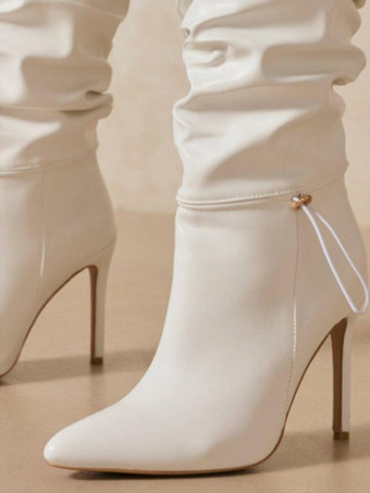 女性の前かがみニーハイ スティレット ヒール ブーツ