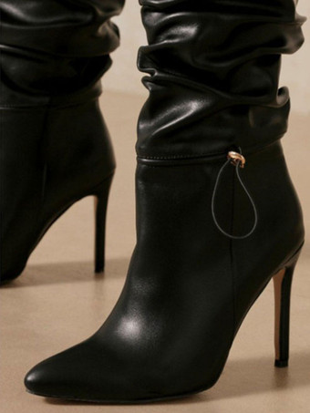 女性の前かがみニーハイ スティレット ヒール ブーツ