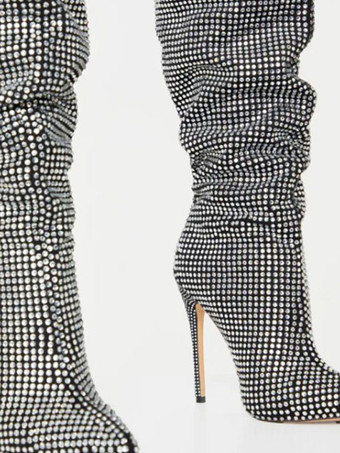 Cuissarde à Talons Hauts avec Plateforme avec Bout Pointu Unicolore