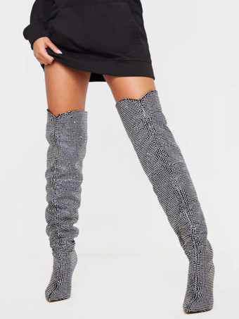 Cuissarde à Talons Hauts avec Plateforme avec Bout Pointu Unicolore