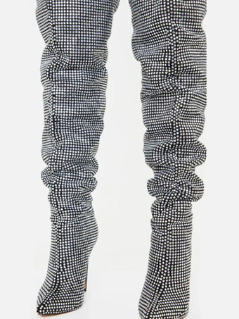 Cuissarde à Talons Hauts avec Plateforme avec Bout Pointu Unicolore