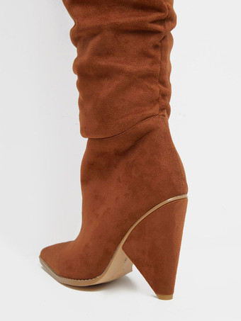 ウィメンズ スラウチ オーバー ザ ニー ブーツ コーン ヒール