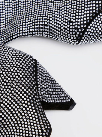 女性のブーツラインストーン特別な形のかかと先のとがったつま先灰色の膝の高いブーツ