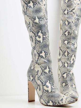 Grey snakeskin cheap thigh high boots