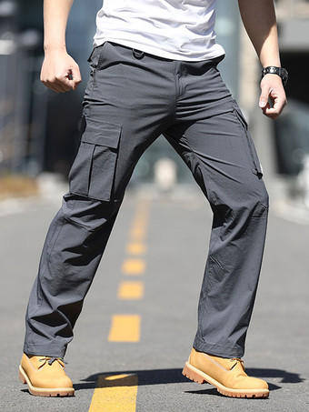 Light Gray Men's Trousers Casual Irregular Camouflage Natural Waist tapered fit Hunter Green Men's Pants