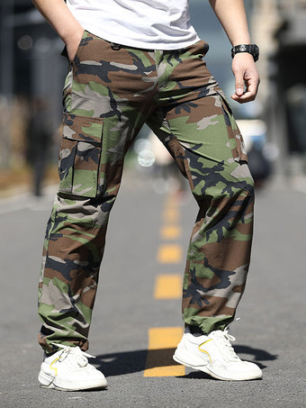 Hunter GreenMen's Trousers Casual Irregular Camouflage Natural Waist tapered fit Hunter Green Men's Pants