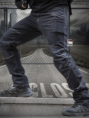 Jeans para hombres Jeans para hombres Cremallera casual Recta Azul profundo Azul profundo
