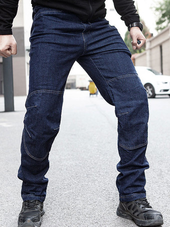 Jeans para hombres Jeans para hombres Cremallera casual Recta Azul profundo Azul profundo