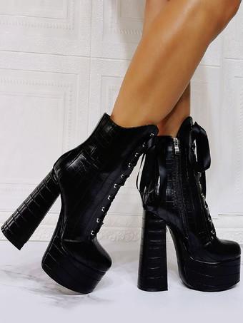 Croc print lace up boots hot sale