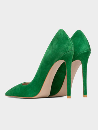 レディース ポインティトゥ スティレット プロム ヒール パンプス フェイク スエード レザー