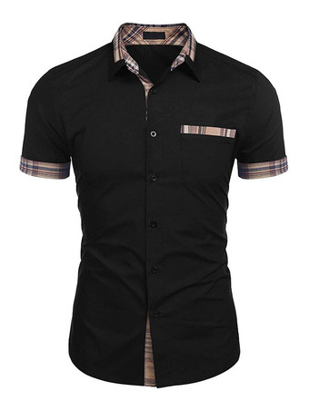 noir Chemise décontractée pour homme Col rabattu Casual Bloc de couleur amovible Hunter Green Chemises pour hommes