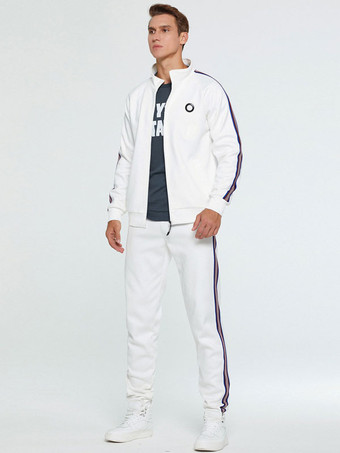 Hombres ActiveWear 2 piezas Impreso Mangas Largas Retrato Cuello Blanco