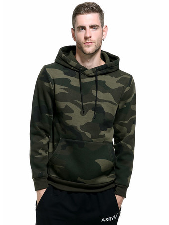 vert forêt foncéHommes Sweats à capuche à capuche à manches longues Camouflage Polyester Sweat-shirt occasionnel