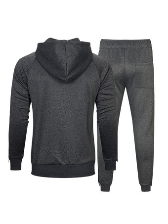 メンズアクティブウェア2ピース長袖フード付きディープグレー