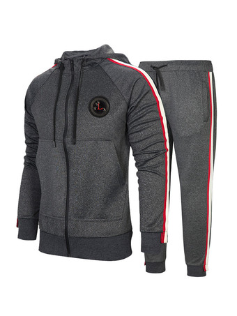メンズアクティブウェア2ピース長袖フード付きディープグレー