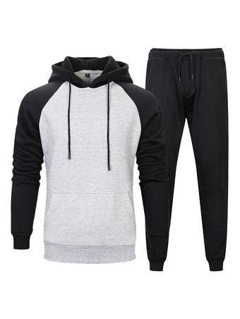 gris claro Traje de manga larga con capucha para hombre