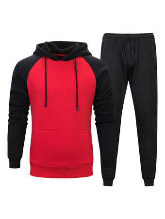 rojo Traje de manga larga con capucha para hombre