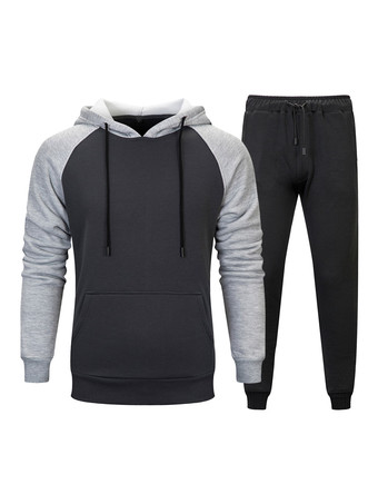 negro Traje de manga larga con capucha para hombre