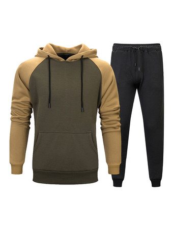 Verde olivaTraje de manga larga con capucha para hombre