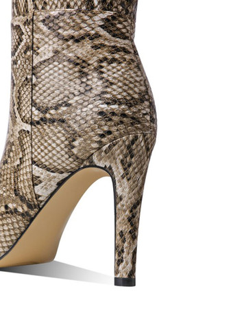 Women Boots Peach Pink Pointed Toe Stiletto Heel Knee High Boots