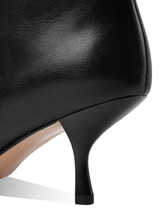 膝の上の女性の上の女性スティレットヒール尖ったつま先のPUレザーエリックホワイトホワイトホワイトハイブーツ