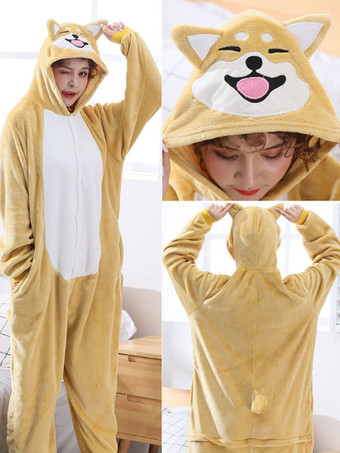 Onesie Pajamas Kigurumi ForKidsポリエステルイエロー芝犬ドージパジャマコスチューム