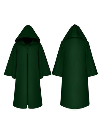 ダークグリーン男性クリスマスポンチョブルゴーニュマントポリエステルクリスマスハロウィンホリデーコスチューム