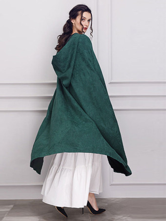 女性のクリスマスポンチョダークグリーンマントポリエステルクリスマスホリデーコスチューム