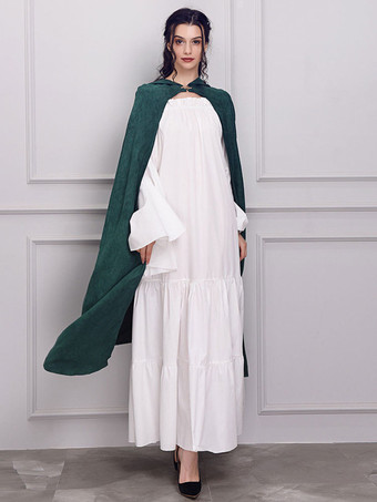 女性のクリスマスポンチョダークグリーンマントポリエステルクリスマスホリデーコスチューム