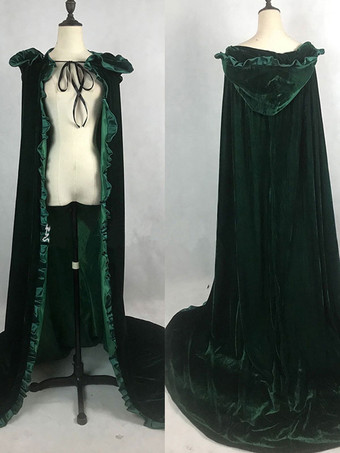 ダークグリーン女性のクリスマスブルゴーニュポンチョマントポリエステルクリスマスホリデーコスチューム