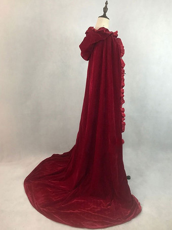 女性のクリスマスブルゴーニュポンチョマントポリエステルクリスマスホリデーコスチューム