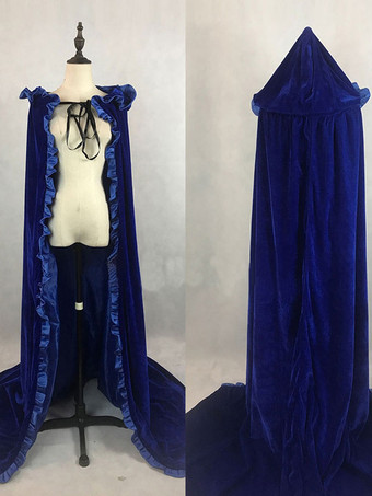 ディープブルー女性のクリスマスブルゴーニュポンチョマントポリエステルクリスマスホリデーコスチューム