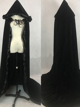 ブラック 女性のクリスマスブルゴーニュポンチョマントポリエステルクリスマスホリデーコスチューム