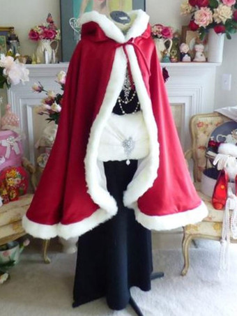 女性のクリスマス赤いマントポリエステルクリスマスヴィンテージホリデーコスチューム