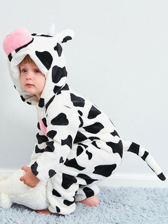 子供のためのOnesie着ぐるみパジャマポリエステル牛パターンパジャマコスチューム