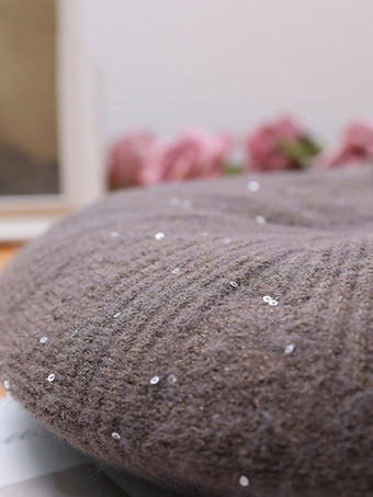 カーキ 女性の帽子の帽子甘いスパンコールアクリル繊維の緑の帽子