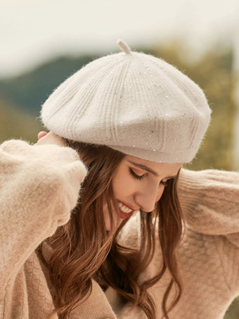 女性の帽子の帽子甘いスパンコールアクリル繊維の緑の帽子