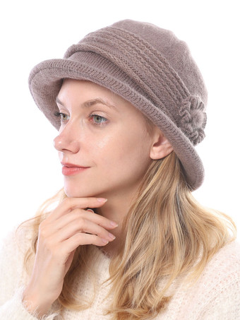 カーキ 女性のための帽子実用的なアップリケアクリル繊維エリックホワイトハット