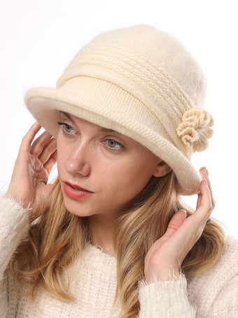 Cappelli per le donne Cappelli bianchi Eric White in fibra acrilica con applique pratica