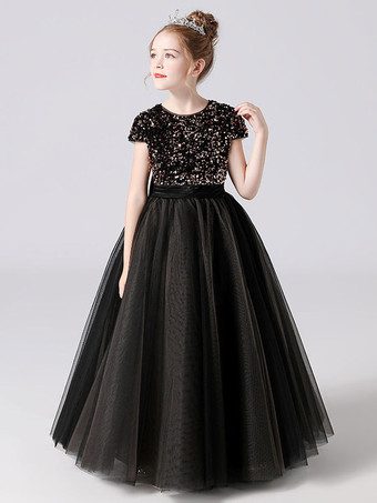 トープピンクのフラワーガールのドレスジュエルネックチュール半袖床の長さAラインサッシキッズソーシャルパーティードレス