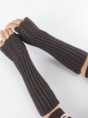 女性用手袋ホワイトアクリルフィンガーレスグローブ