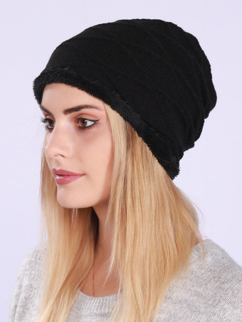 ブラック 女性の帽子素敵なアクリル繊維コンバーチブル赤い帽子