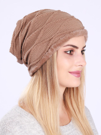 カーキ 女性の帽子素敵なアクリル繊維コンバーチブル赤い帽子