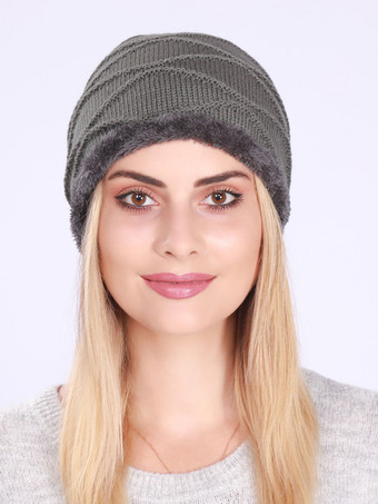 グレイ女性の帽子素敵なアクリル繊維コンバーチブル赤い帽子